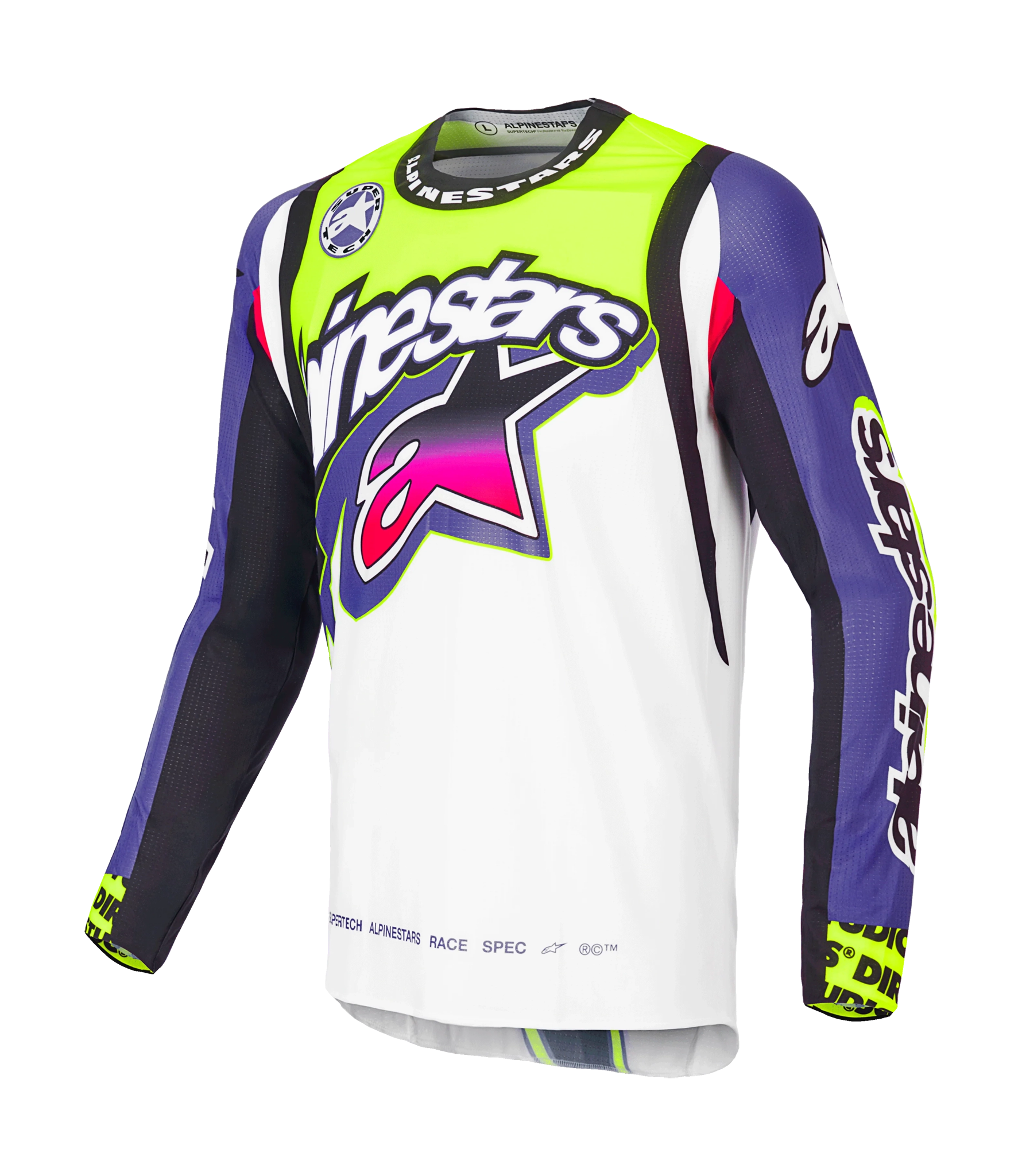 Alpinestars Cross Shirt Supertech LE Dirt Studios - Wit / Paars / Geel Fluo