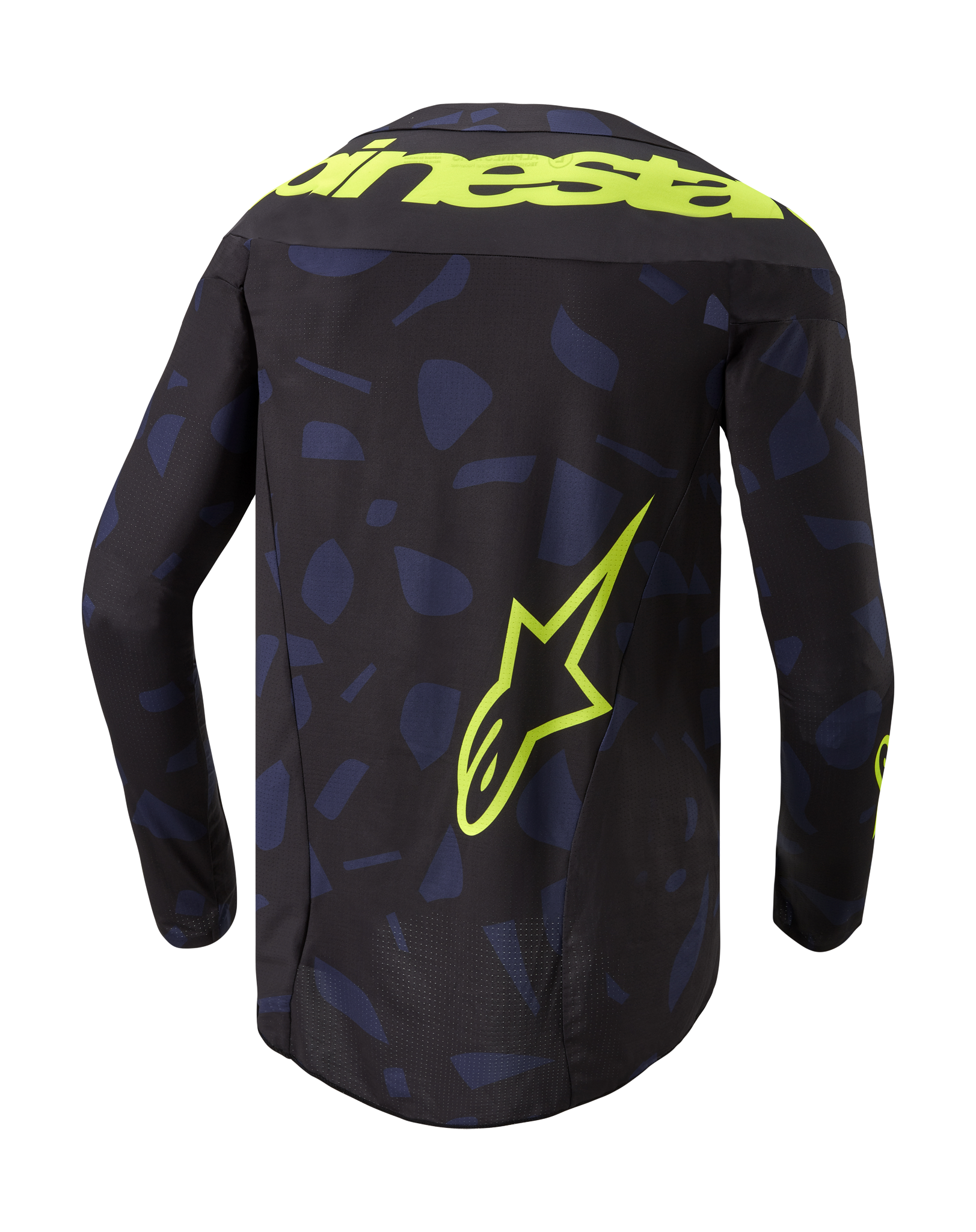 Alpinestars Cross Shirt Techstar Rantera - Zwart / Navy / Fluo Geel