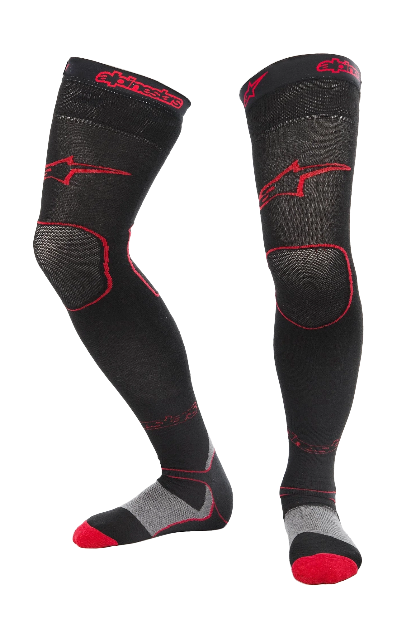Alpinestars Cross Sokken Lang Kniebrace - Zwart / Rood