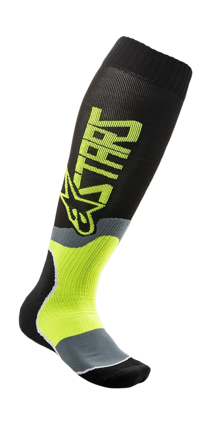 Alpinestars Cross Sokken MX PLUS-2 - Zwart / Fluo Geel