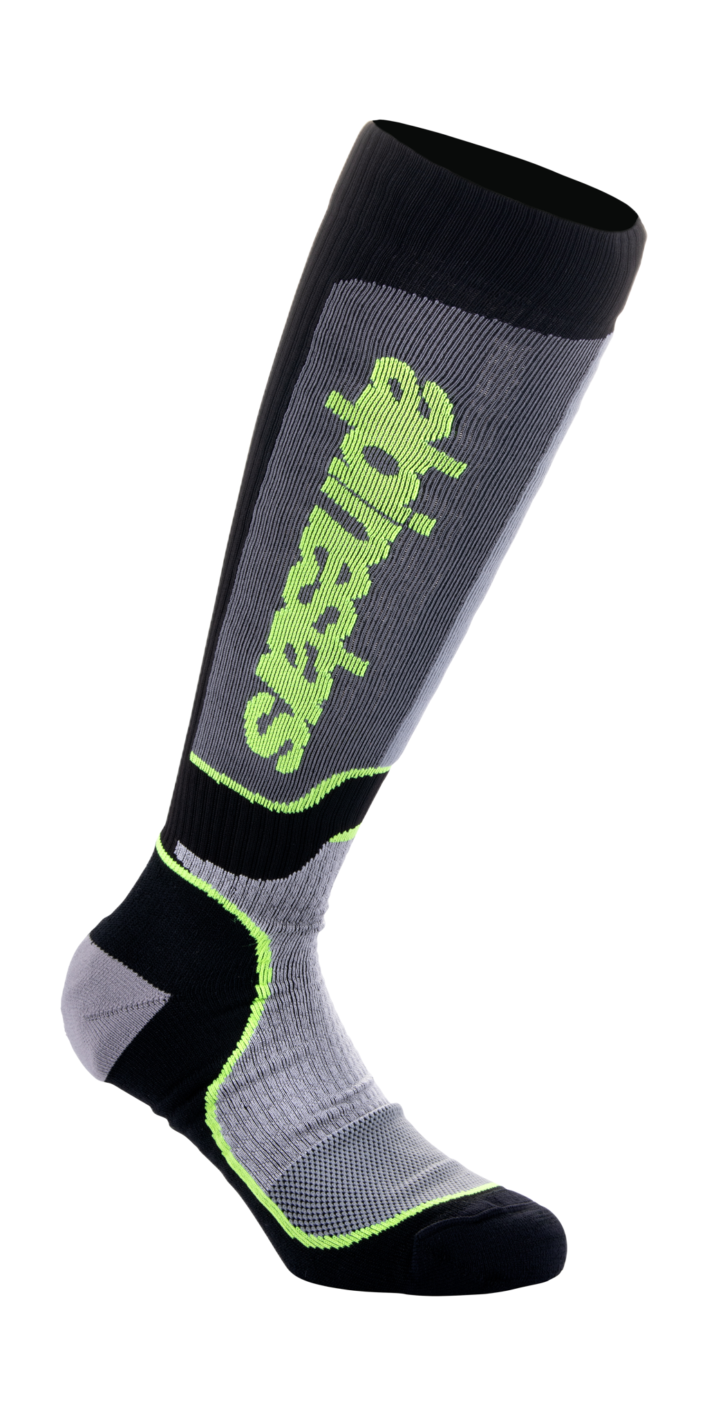 Alpinestars Cross Sokken MX PLUS - Zwart / Grijs / Fluo Geel