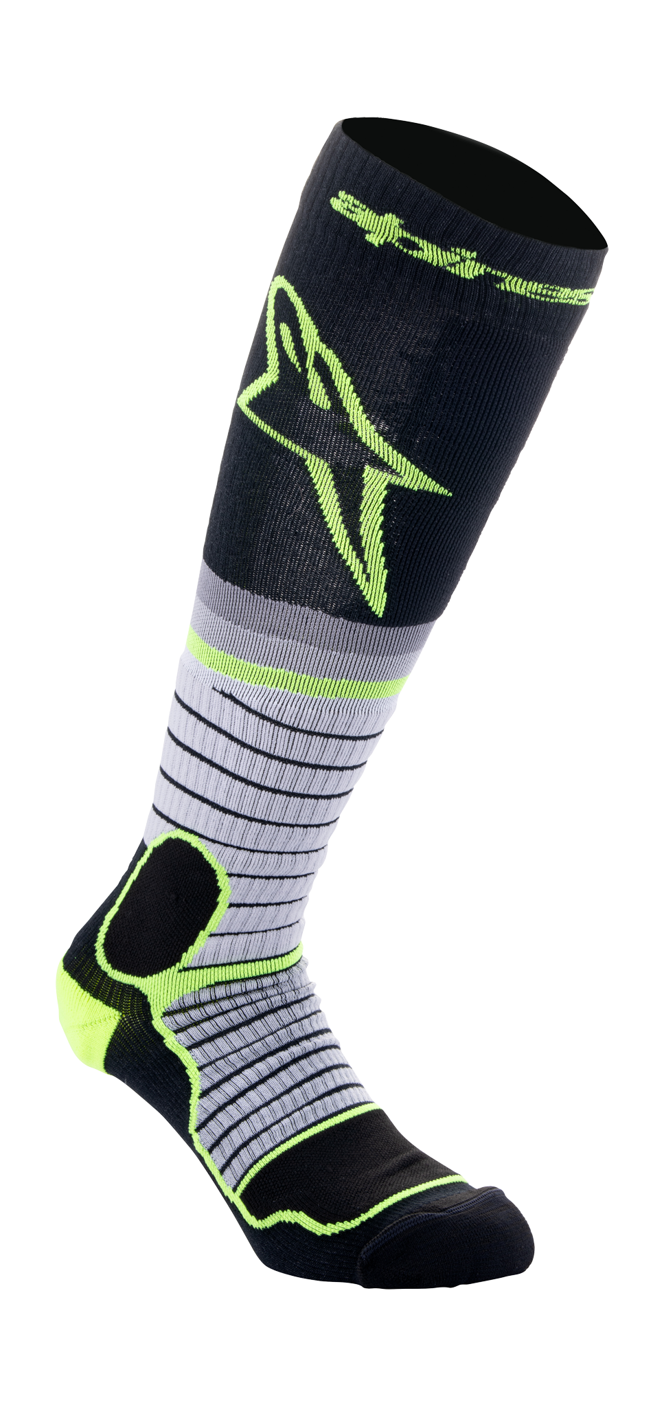Alpinestars Cross Sokken MX PRO - Zwart / Grijs / Fluo Geel