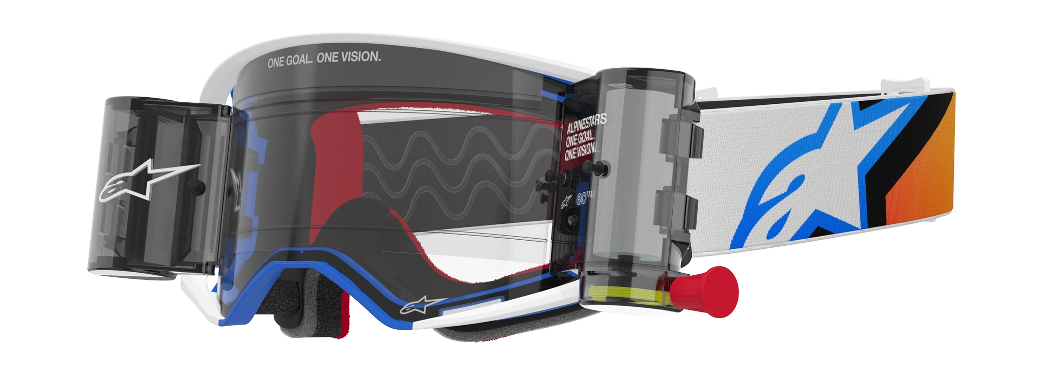 Alpinestars Crossbril Roll-Off Supertech Corp - Blauw / Oranje - Clear Lens