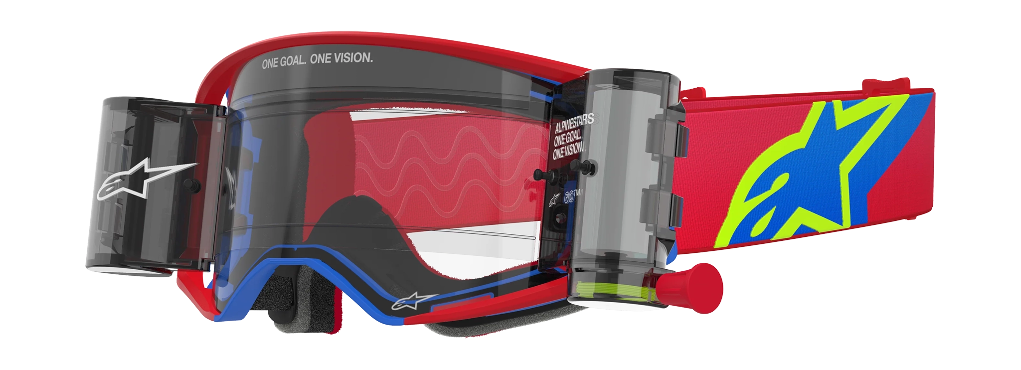 Alpinestars Crossbril Roll-Off Supertech Corp - Rood / Blauw - Clear Lens