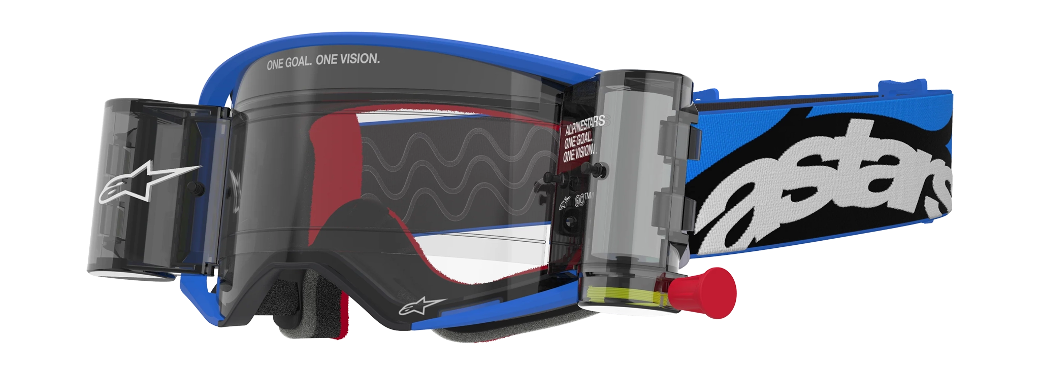 Alpinestars Crossbril Roll-Off Supertech Stream - Blauw - Clear Lens