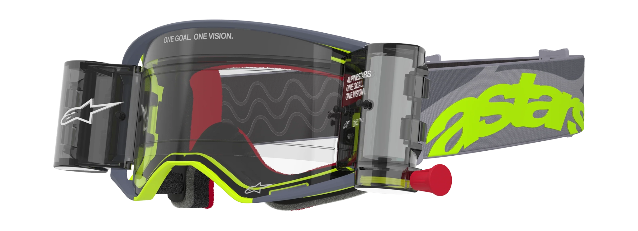 Alpinestars Crossbril Roll-Off Supertech Stream - Grijs / Geel / Zwart - Clear Lens