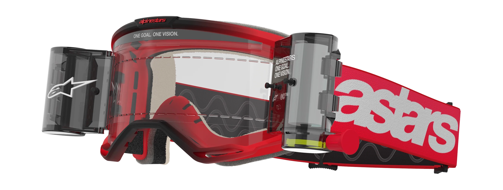 Alpinestars Crossbril Roll-Off Vision 5 Blaze - Rood - Clear Lens