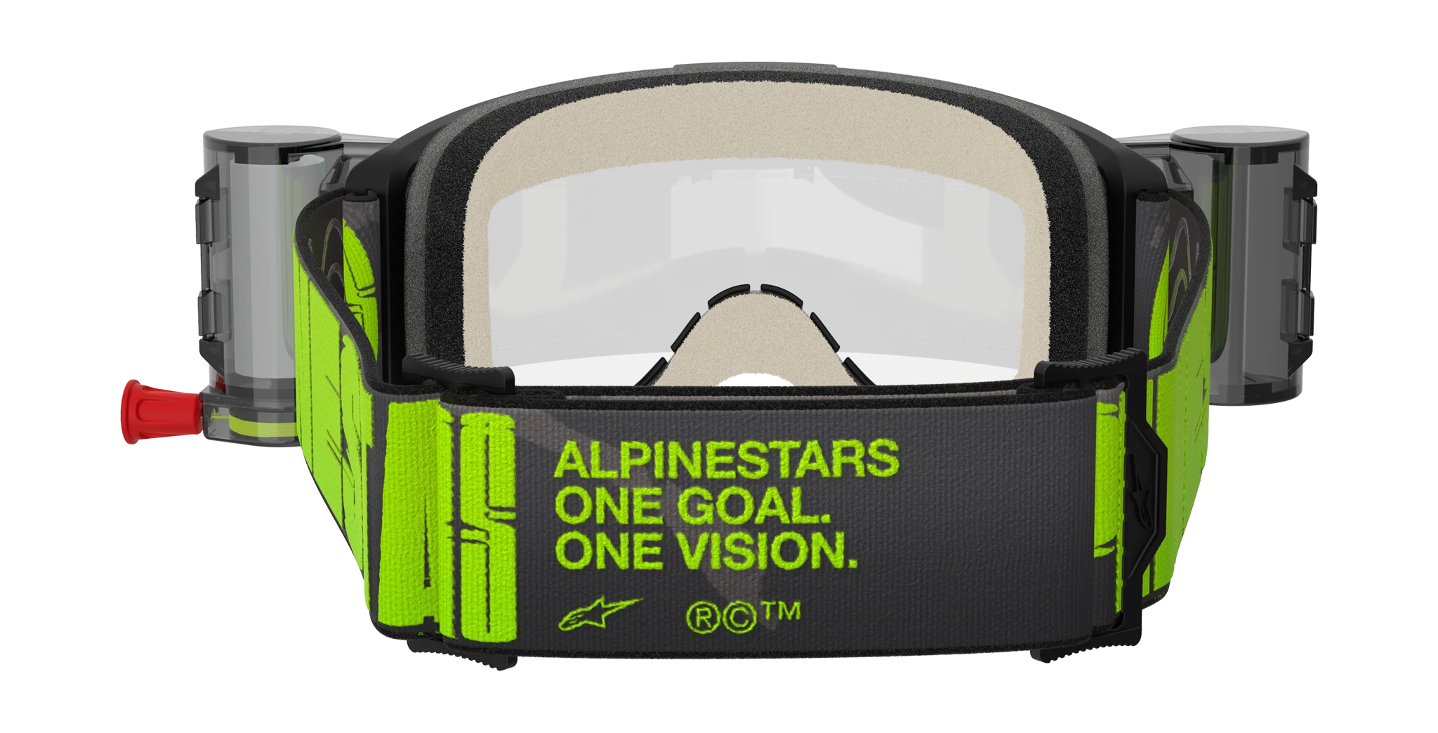Alpinestars Crossbril Roll-Off Vision 5 Hollow - Charcoal / Fluo Geel - Clear Lens