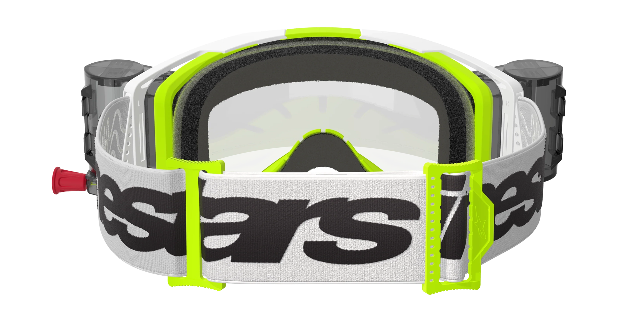 Alpinestars Crossbril Roll-Off Vision 8 Wordmark - Wit / Fluo Geel - Clear Lens