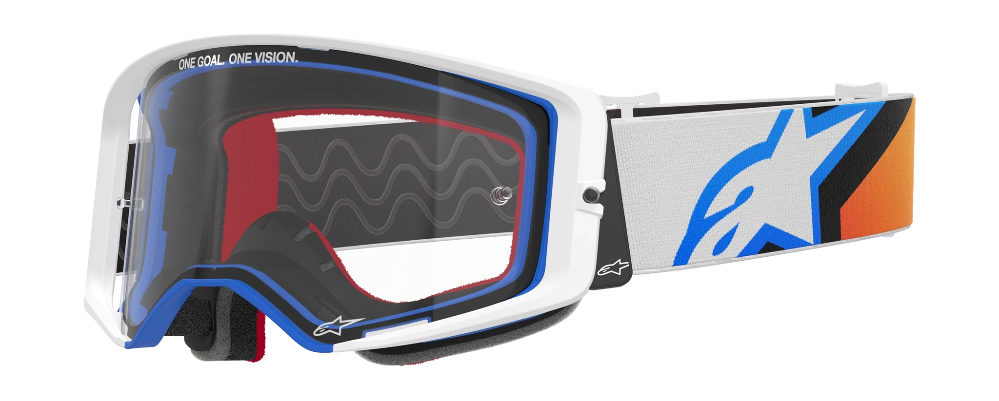 Alpinestars Crossbril Supertech Corp - Blauw / Oranje - Clear Lens