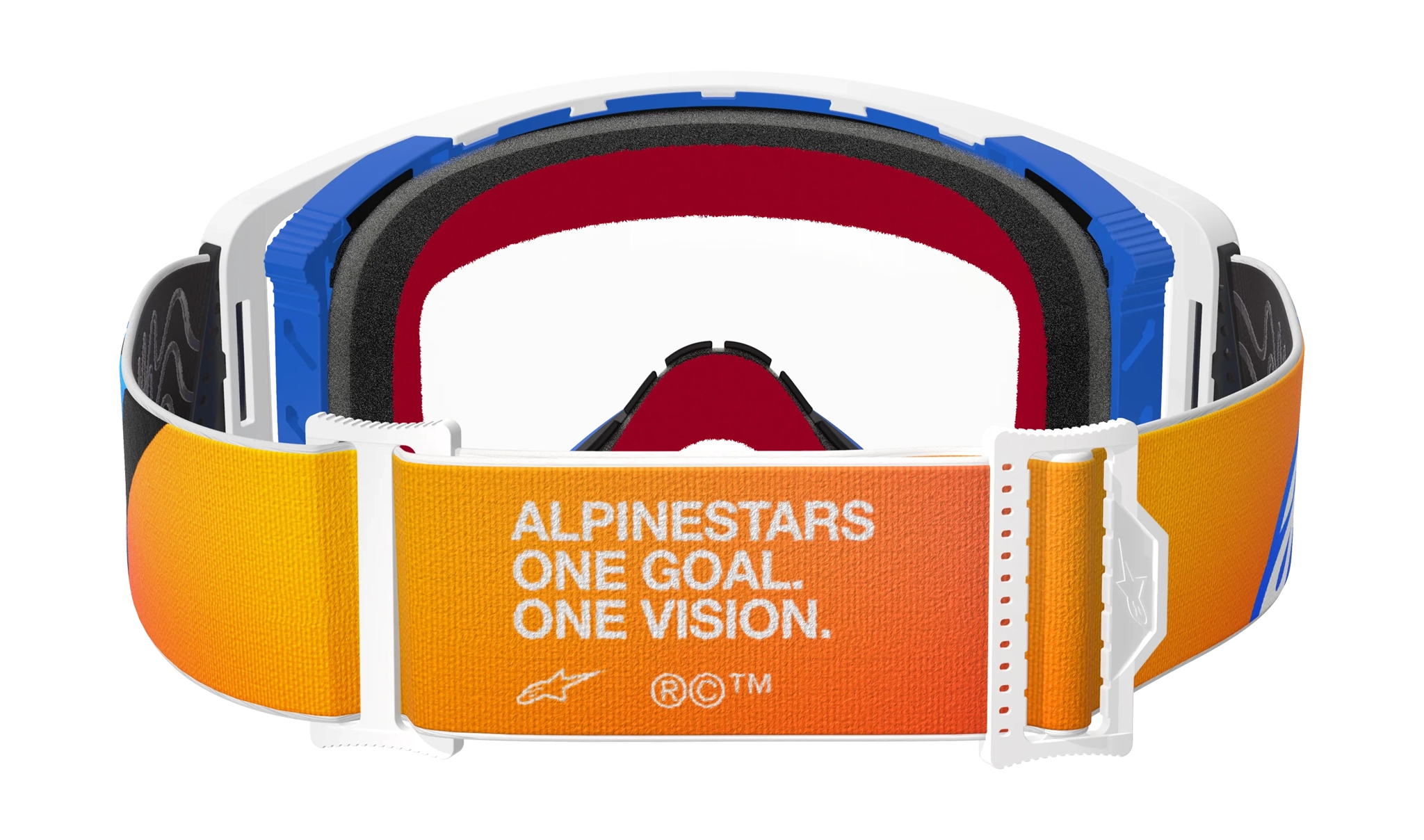 Alpinestars Crossbril Supertech Corp - Blauw / Oranje - Clear Lens