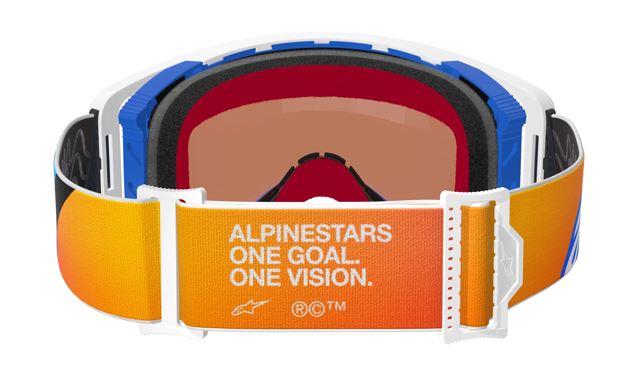 Alpinestars Crossbril Supertech Corp - Blauw / Oranje - Spiegel Blauw Lens