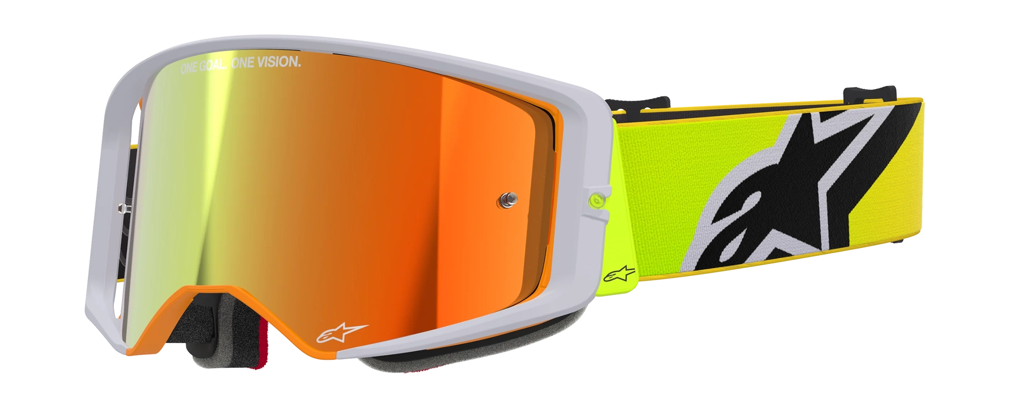 Alpinestars Crossbril Supertech Corp - Fluo Geel / Grijs - Spiegel Rood Lens