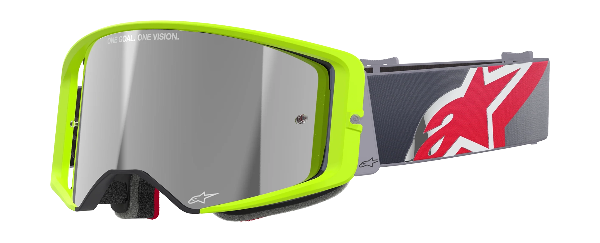 Alpinestars Crossbril Supertech Corp - Fluo Geel / Rood - Spiegel Zilver Lens