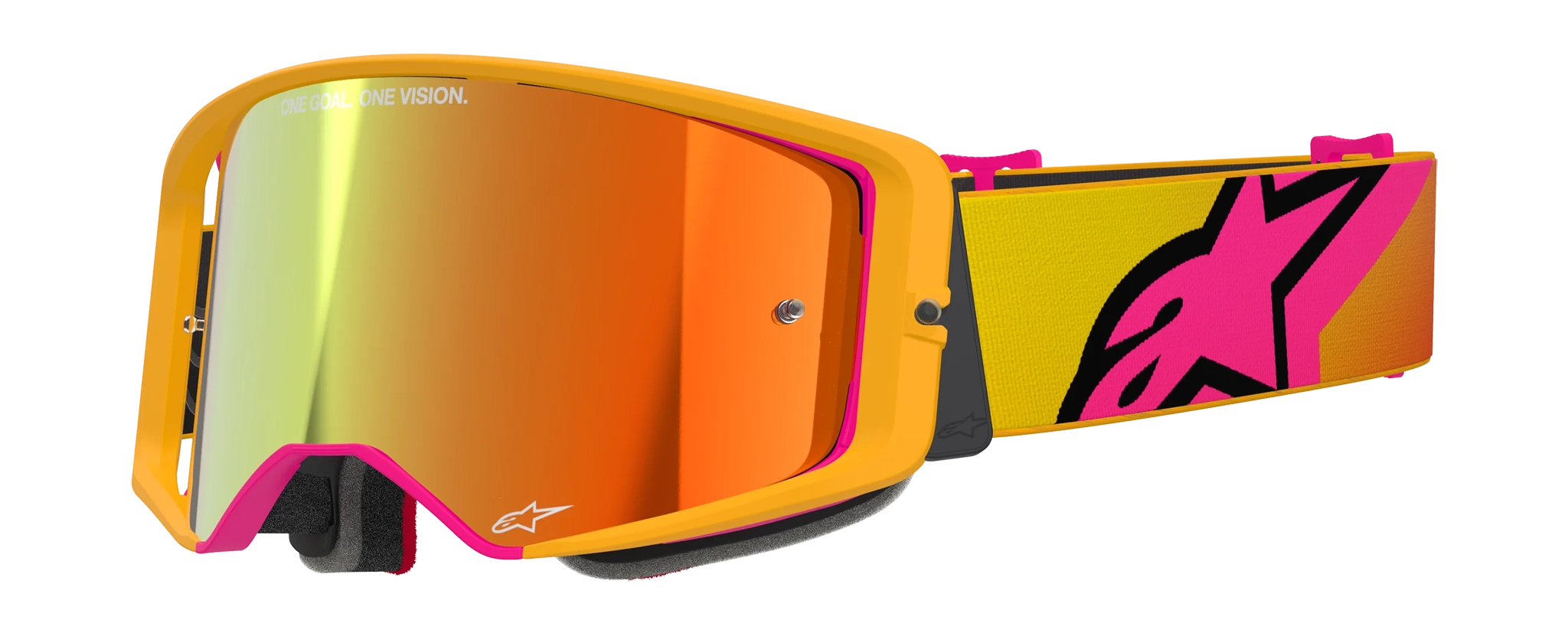 Alpinestars Crossbril Supertech Corp - Geel / Roze - Spiegel Rood Lens