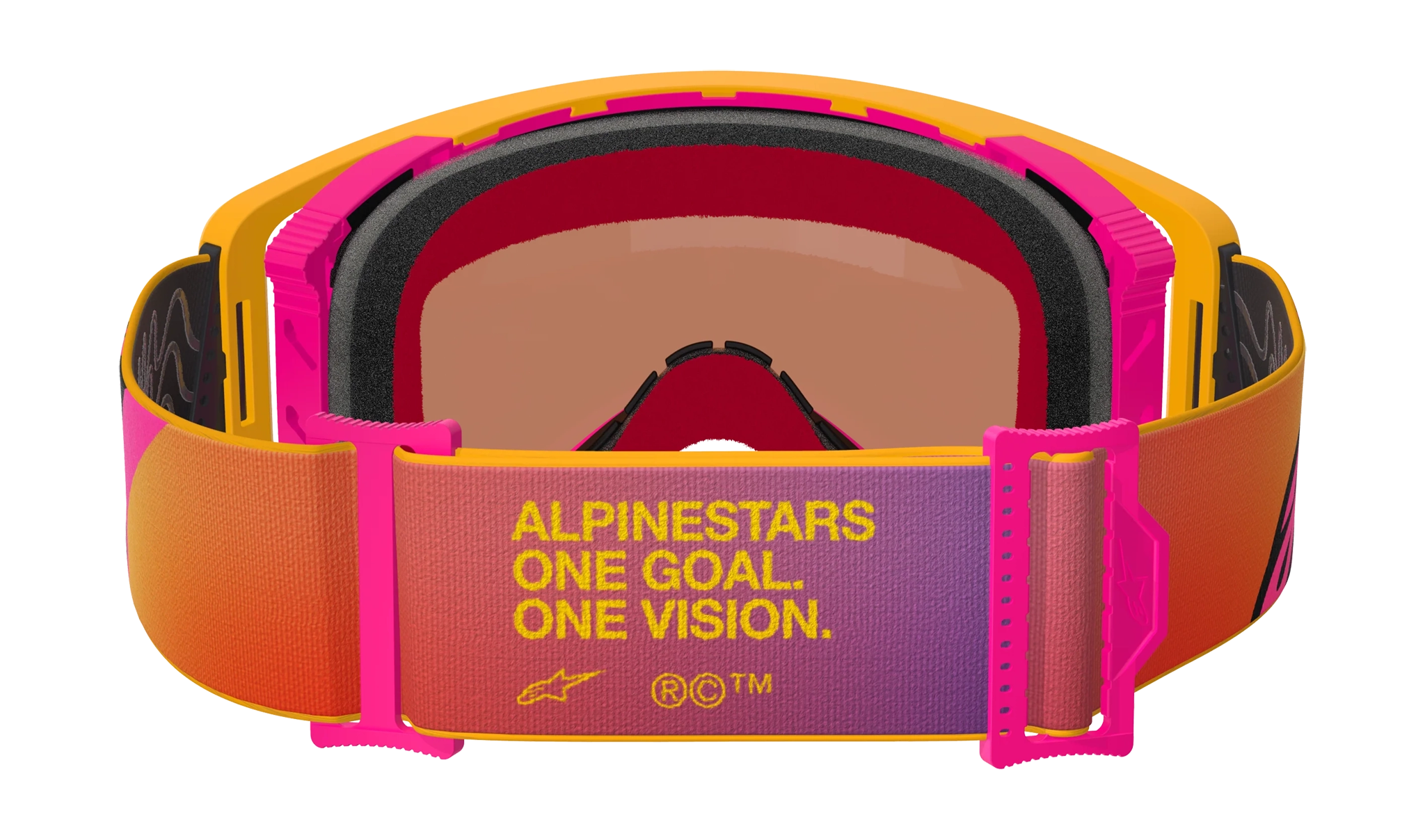 Alpinestars Crossbril Supertech Corp - Geel / Roze - Spiegel Rood Lens