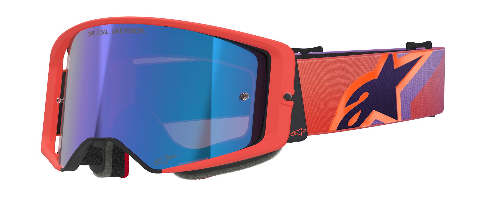 Alpinestars Crossbril Supertech Corp - Hot Coral / Paars - Spiegel Blauw Lens