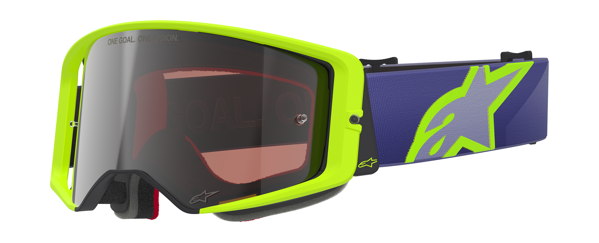 Alpinestars Crossbril Supertech Corp - Paars / Fluo Geel - Spiegel Zilver Lens