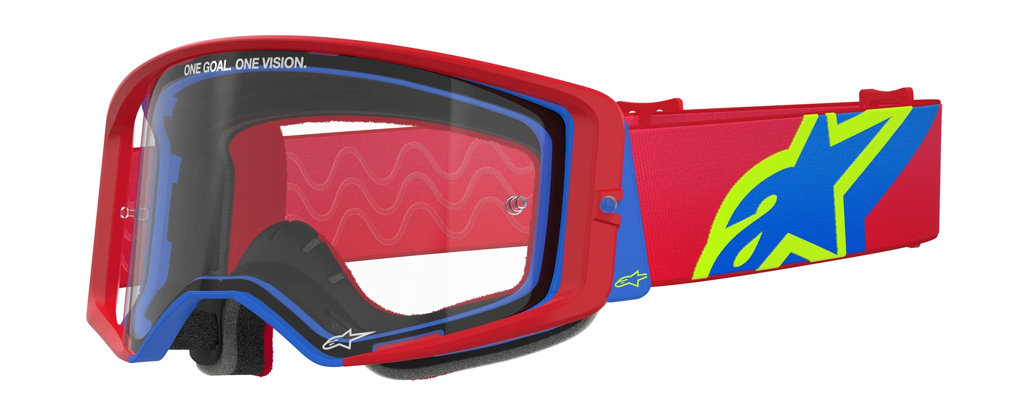 Alpinestars Crossbril Supertech Corp - Rood / Blauw - Clear Lens
