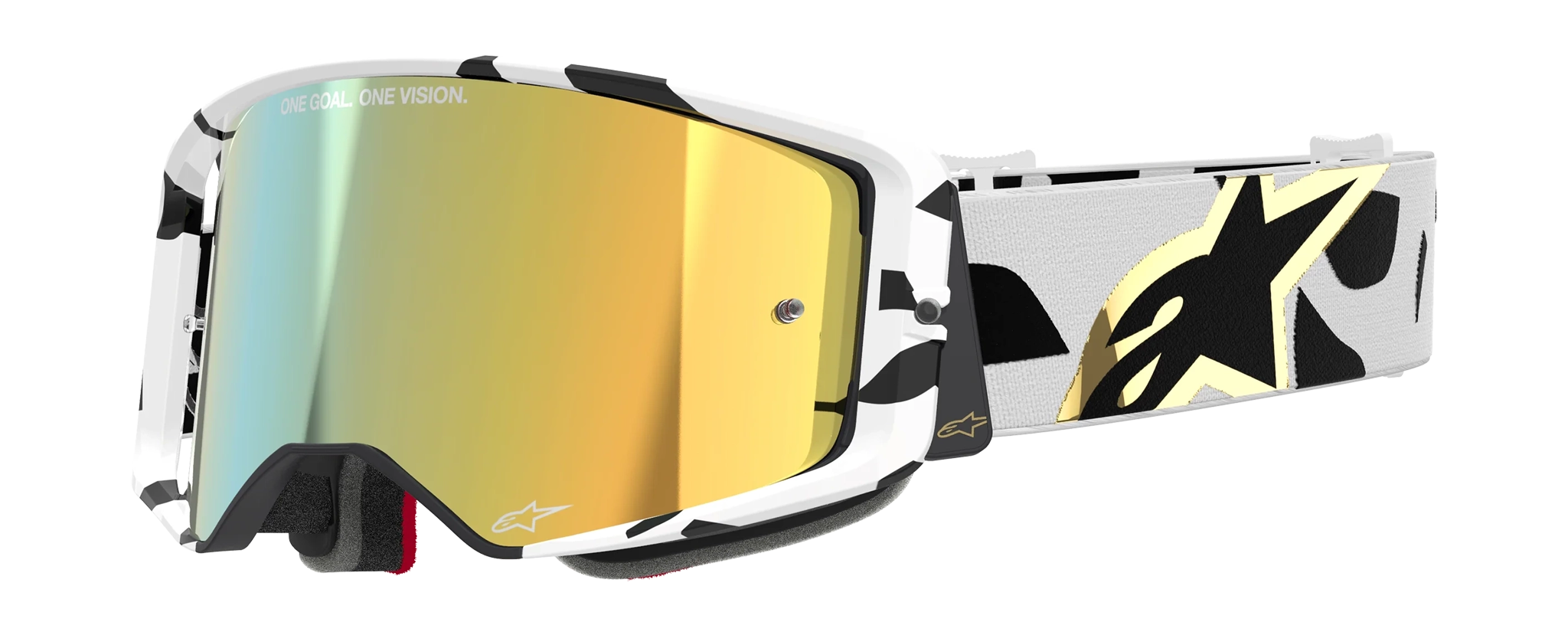 Alpinestars Crossbril Supertech Corp - Wit / Goud - Spiegel Goud Lens