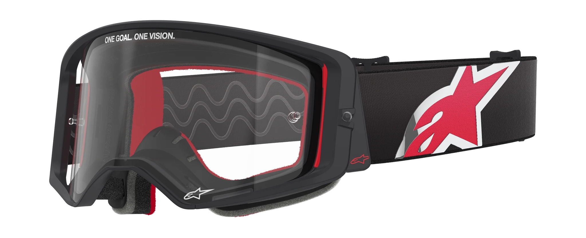 Alpinestars Crossbril Supertech Corp - Zwart / Rood - Clear Lens