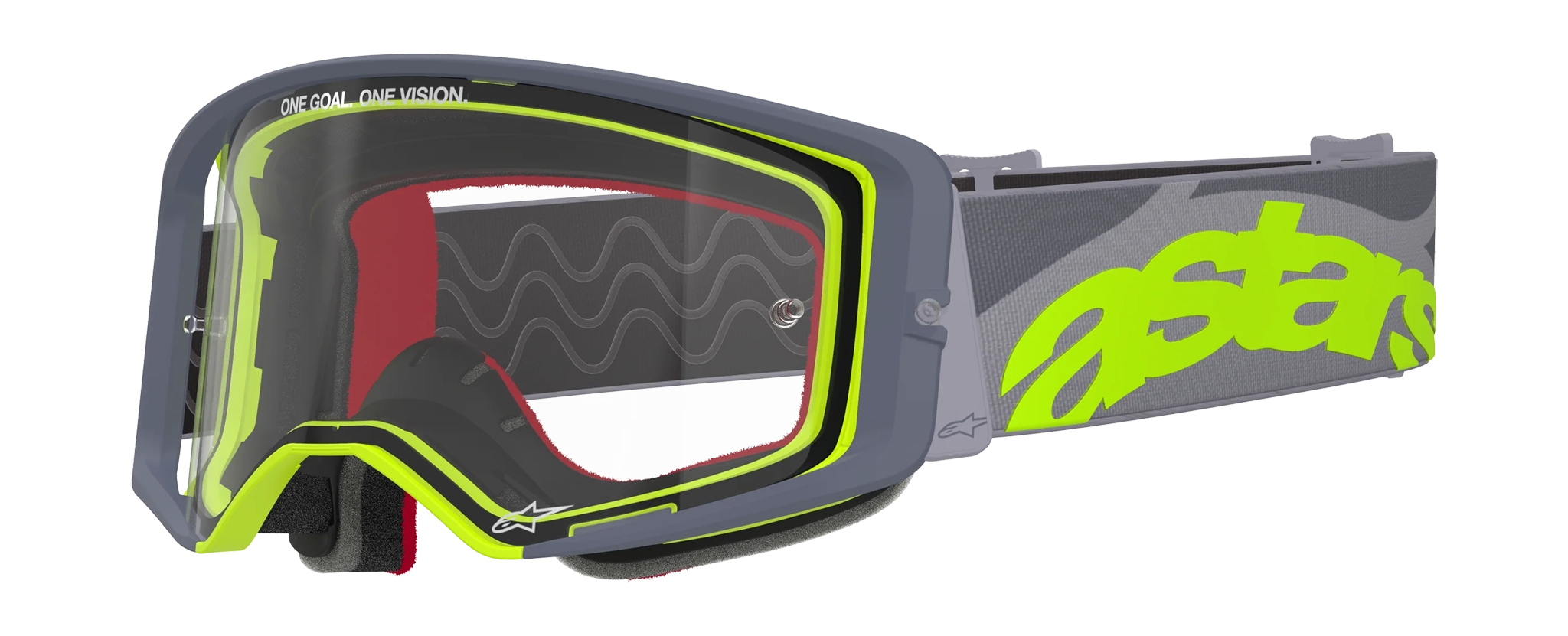 Alpinestars Crossbril Supertech Stream - Grijs / Geel / Zwart - Clear Lens