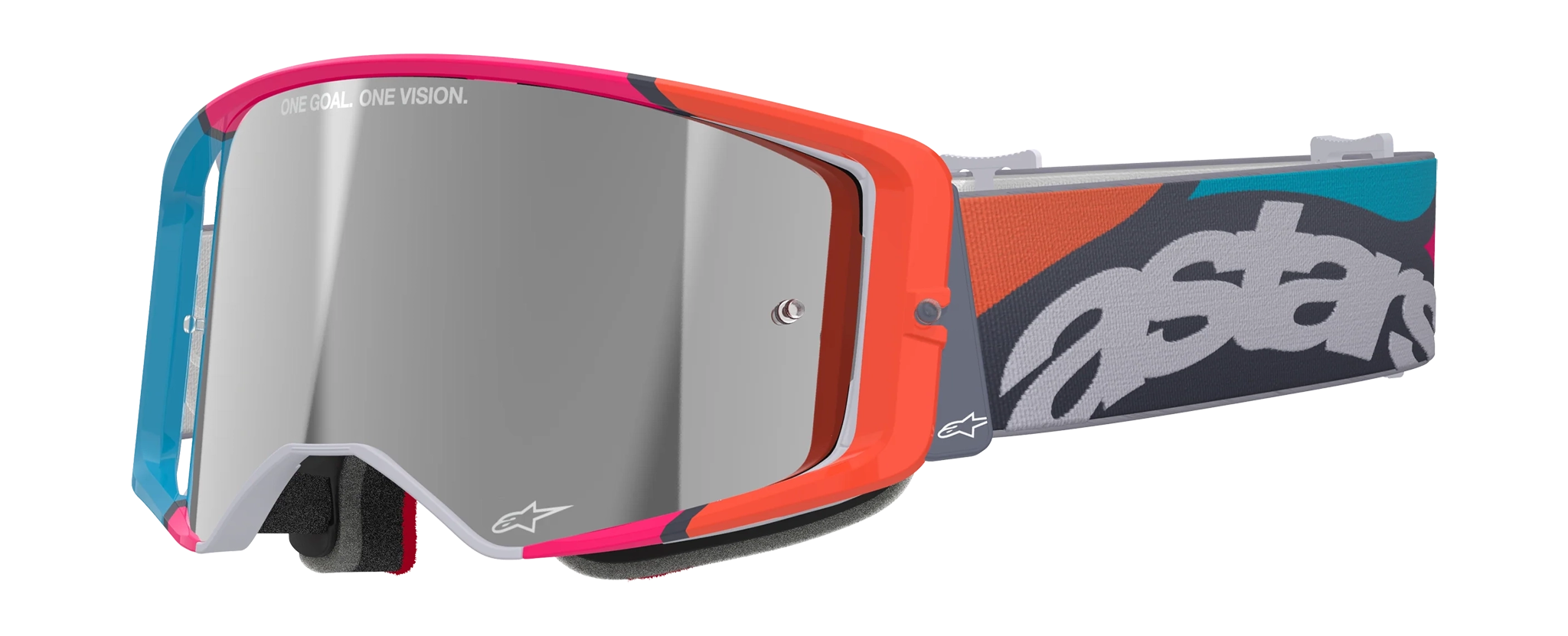 Alpinestars Crossbril Supertech Stream - Grijs / Multi - Spiegel Zilver Lens