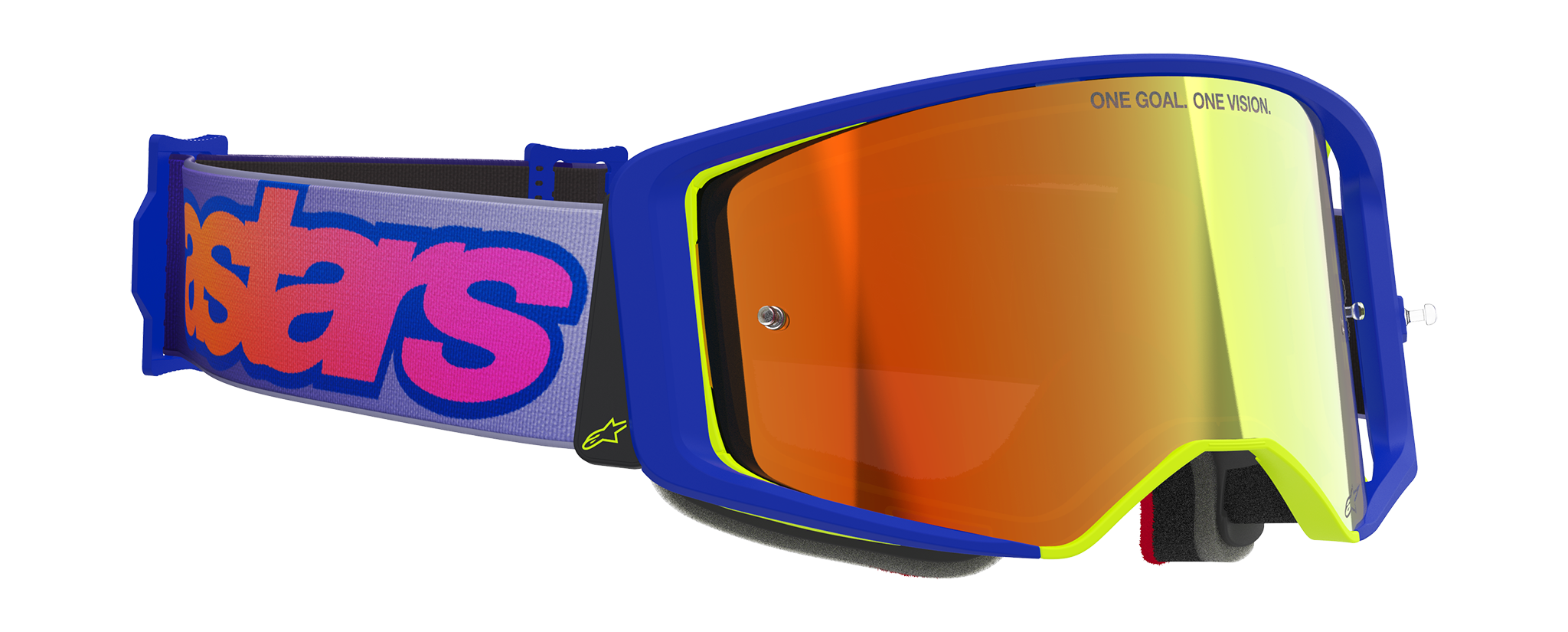 Alpinestars Crossbril Supertech Vista - Blauw / Geel / Paars - Spiegel Rood Lens