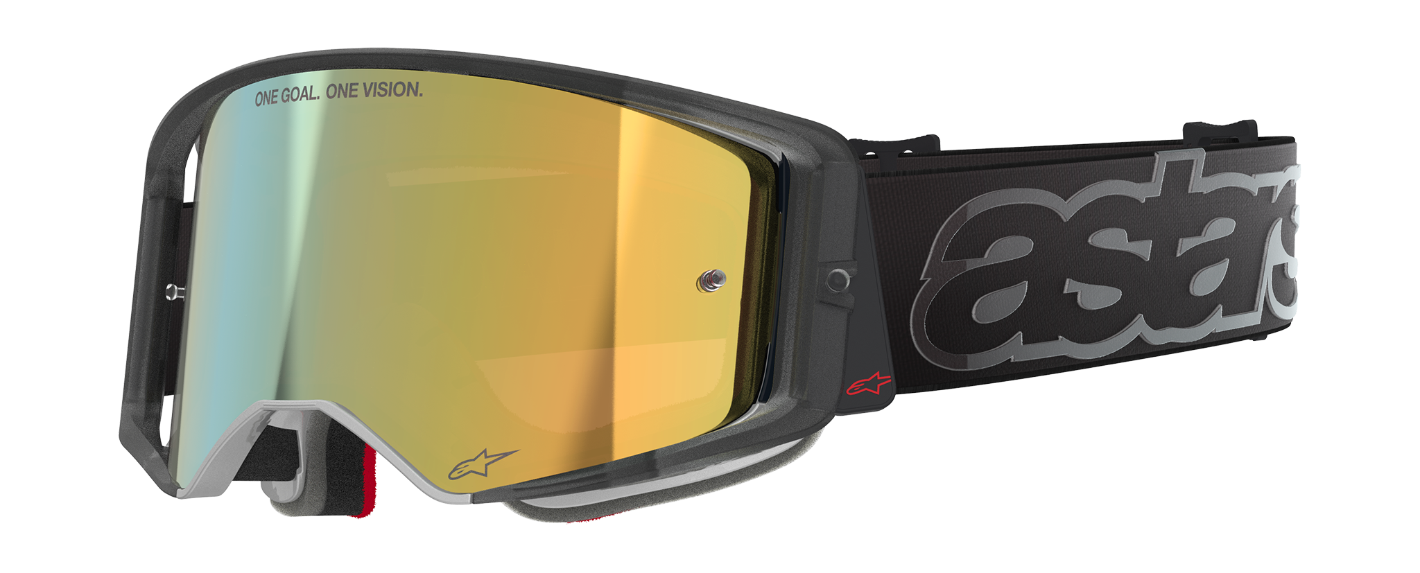Alpinestars Crossbril Supertech Vista - Zwart - Spiegel Goud Lens