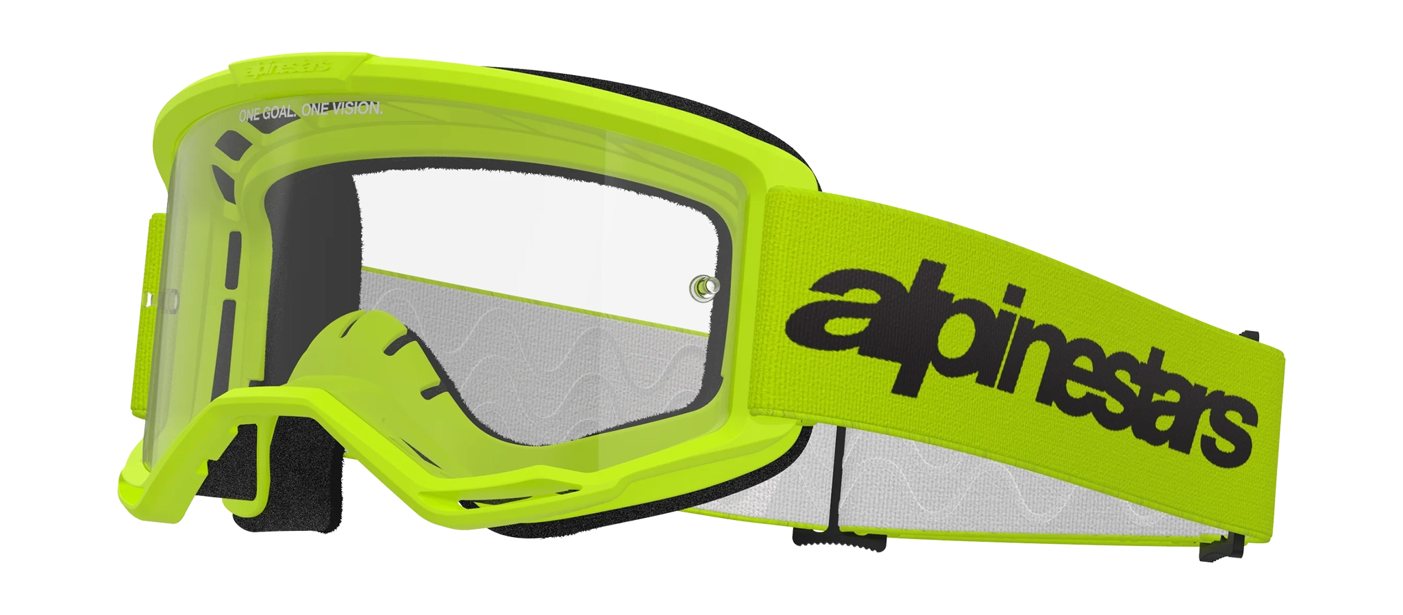 Alpinestars Crossbril Vision 3 Wordmark - Fluo Geel - Clear Lens