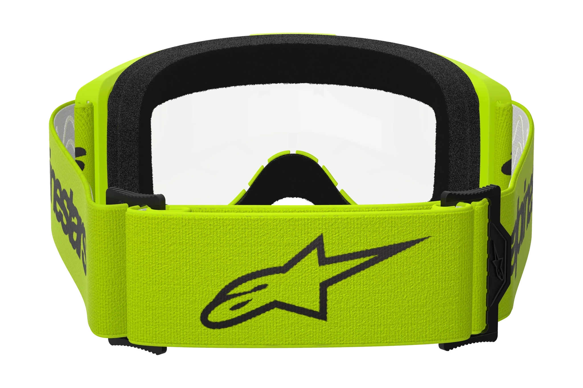 Alpinestars Crossbril Vision 3 Wordmark - Fluo Geel - Clear Lens