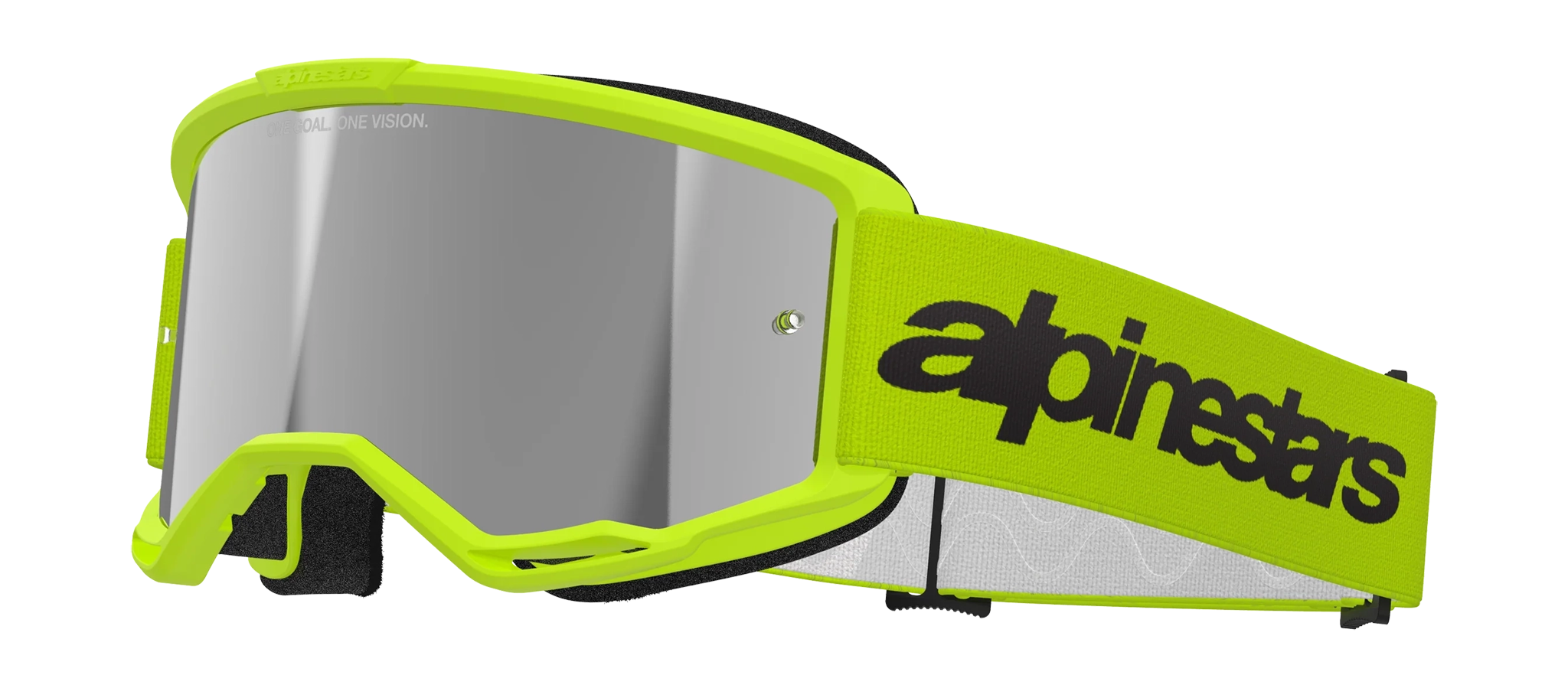 Alpinestars Crossbril Vision 3 Wordmark - Fluo Geel - Spiegel Zilver Lens