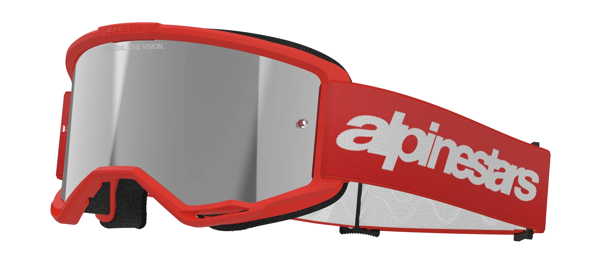 Alpinestars Crossbril Vision 3 Wordmark - Rood - Spiegel Zilver Lens