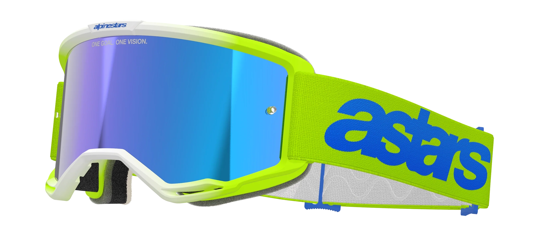 Alpinestars Crossbril Vision 5 Blaze - Fluo Geel / Blauw - Spiegel Blauw Lens