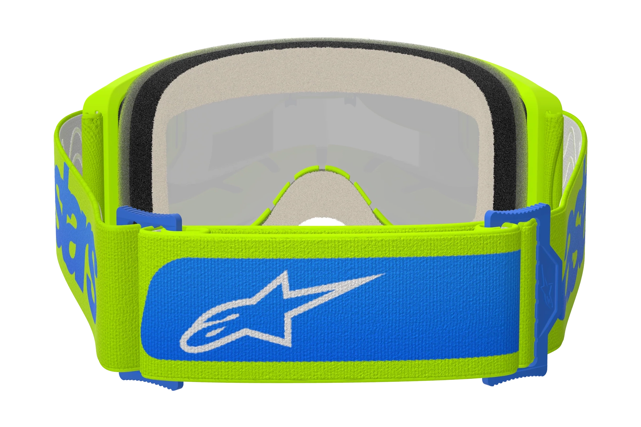 Alpinestars Crossbril Vision 5 Blaze - Fluo Geel / Blauw - Spiegel Blauw Lens