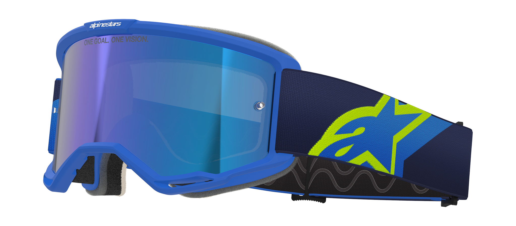Alpinestars Crossbril Vision 5 Corp - Blauw / Fluo Geel - Spiegel Blauw Lens