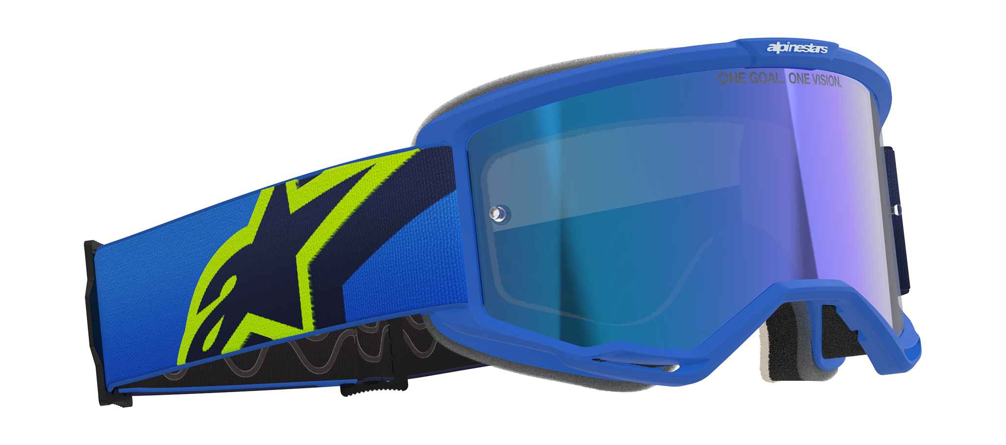 Alpinestars Crossbril Vision 5 Corp - Blauw / Fluo Geel - Spiegel Blauw Lens
