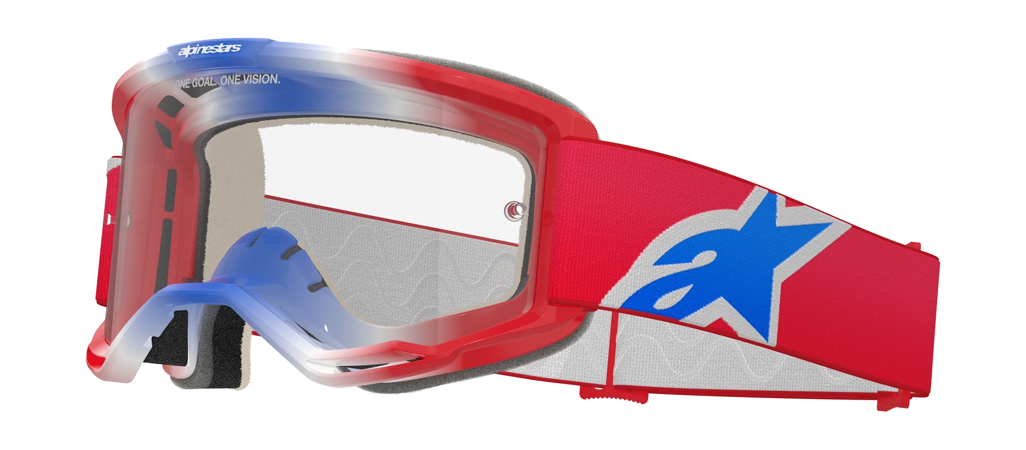 Alpinestars Crossbril Vision 5 Corp - Rood / Wit / Blauw - Clear Lens