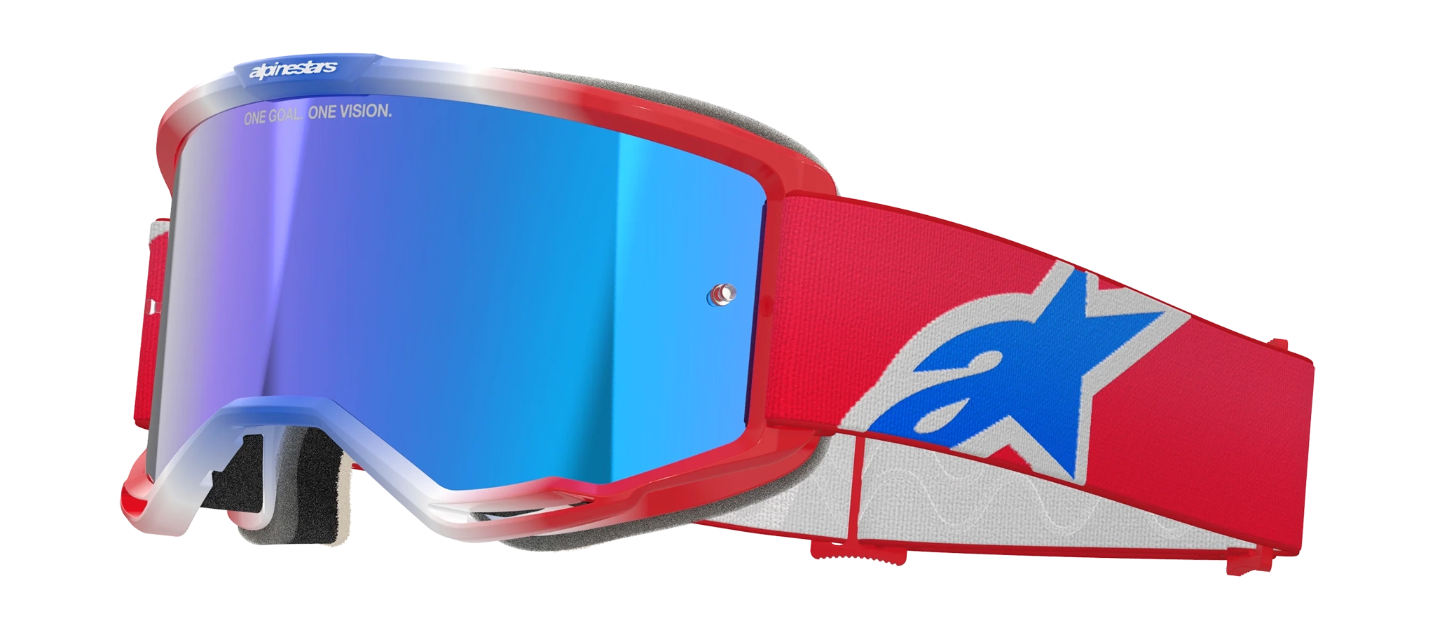 Alpinestars Crossbril Vision 5 Corp - Rood / Wit / Blauw - Spiegel Blauw Lens