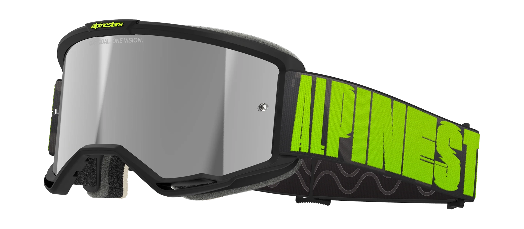 Alpinestars Crossbril Vision 5 Hollow - Charcoal / Fluo Geel - Spiegel Zilver Lens