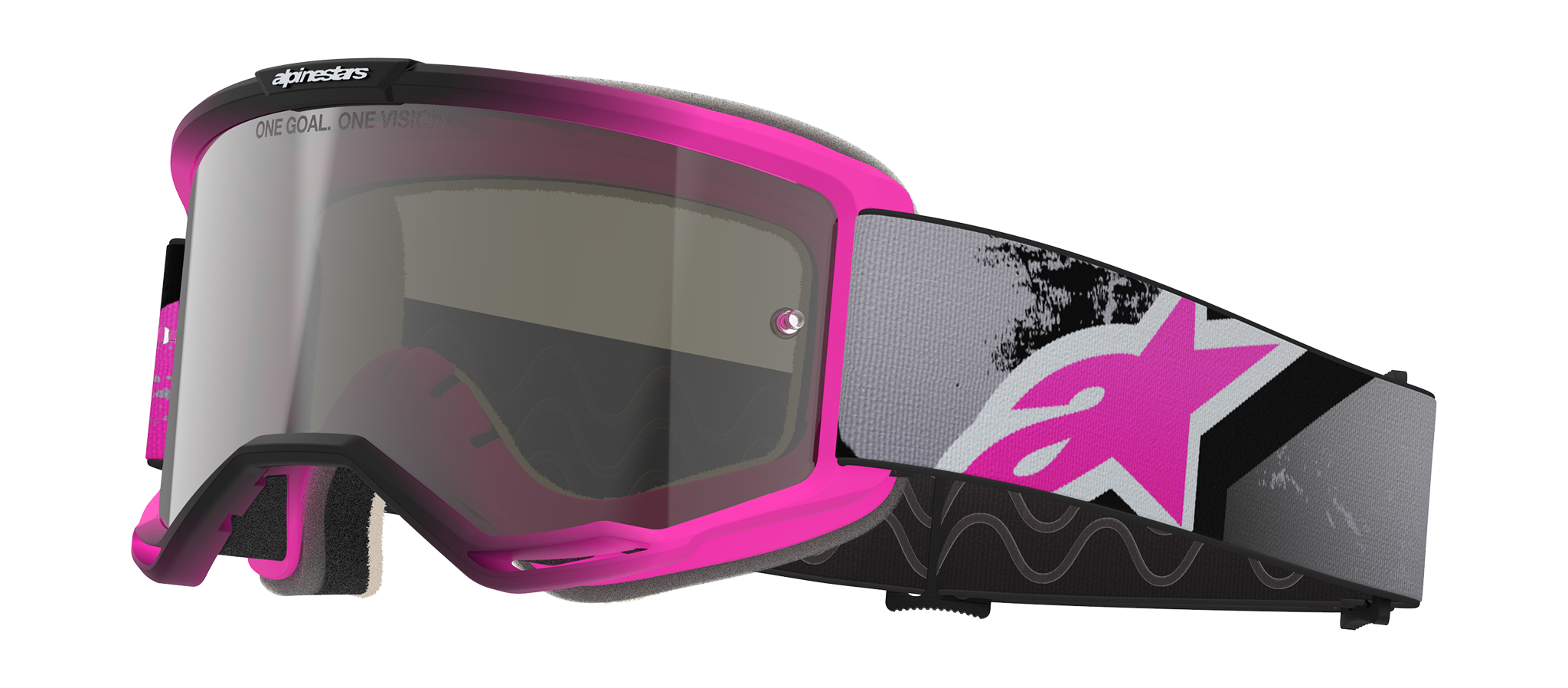 Alpinestars Crossbril Vision 5 Lahnd - Iron / Fluo Roze - Spiegel Zilver Lens