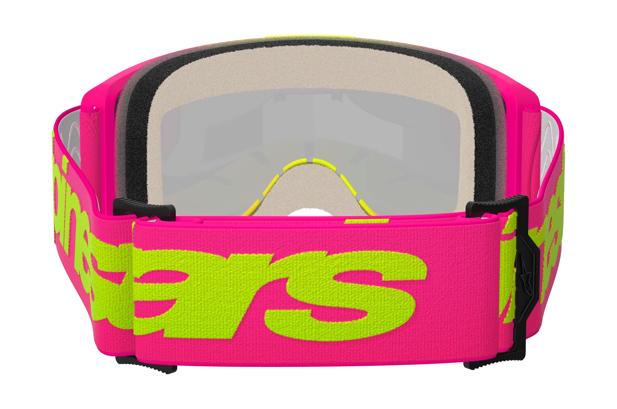 Alpinestars Crossbril Vision 5 Wordmark - Roze / Fluo Geel - Spiegel Rood Lens