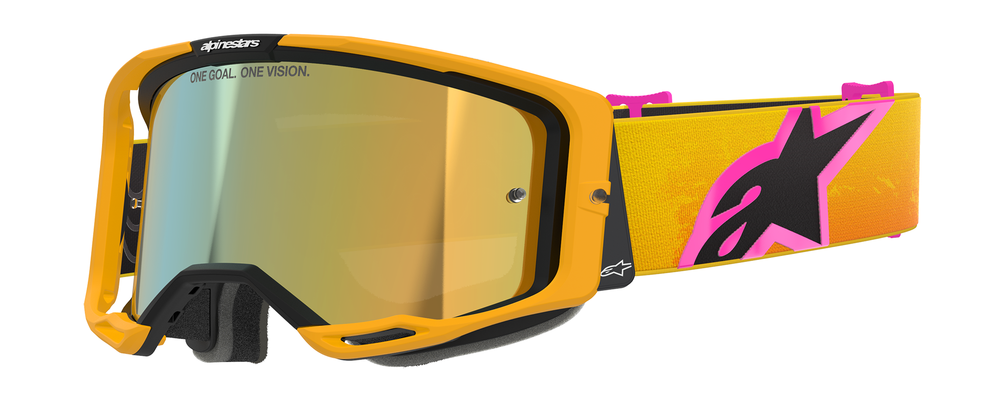 Alpinestars Crossbril Vision 8 Corp - Oranje / Geel / Roze - Spiegel Goud Lens