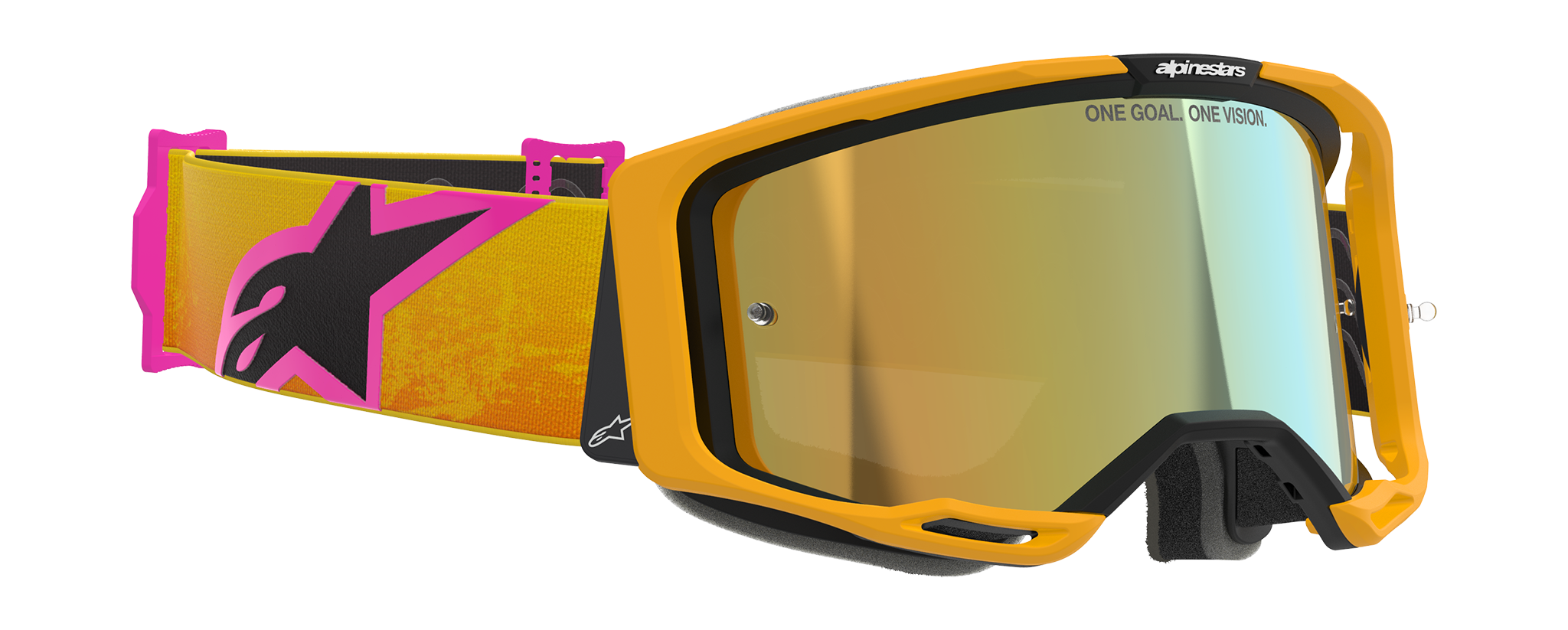 Alpinestars Crossbril Vision 8 Corp - Oranje / Geel / Roze - Spiegel Goud Lens