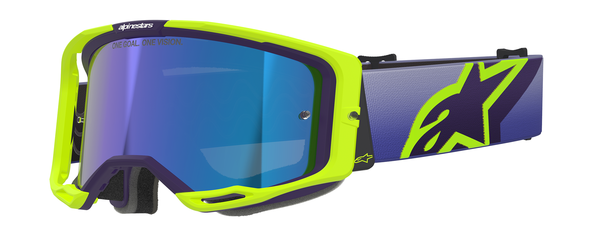 Alpinestars Crossbril Vision 8 Corp - Paars / Fluo Geel - Spiegel Blauw Lens