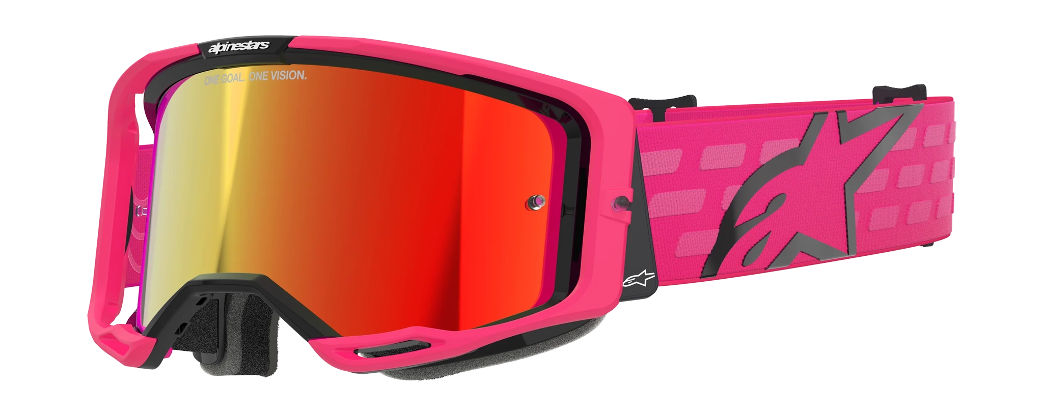 Alpinestars Crossbril Vision 8 Corp - Roze - Spiegel Rood Lens