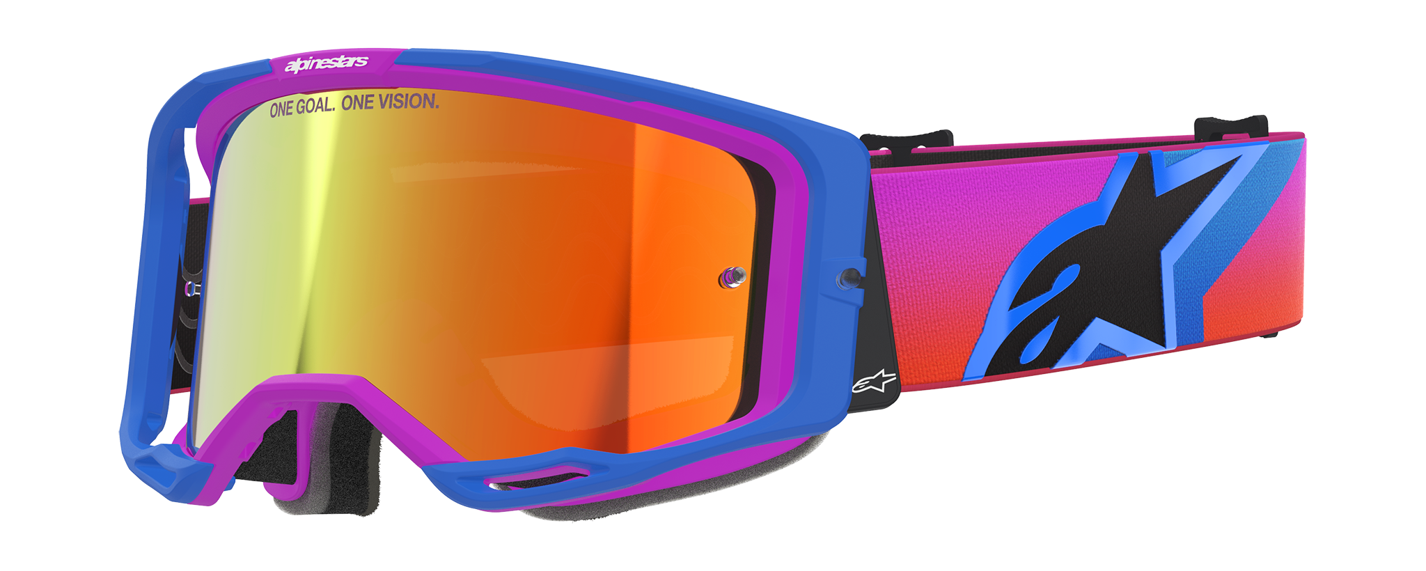 Alpinestars Crossbril Vision 8 Corp - Ucla / Blauw / Paars / Oranje - Spiegel Rood Lens