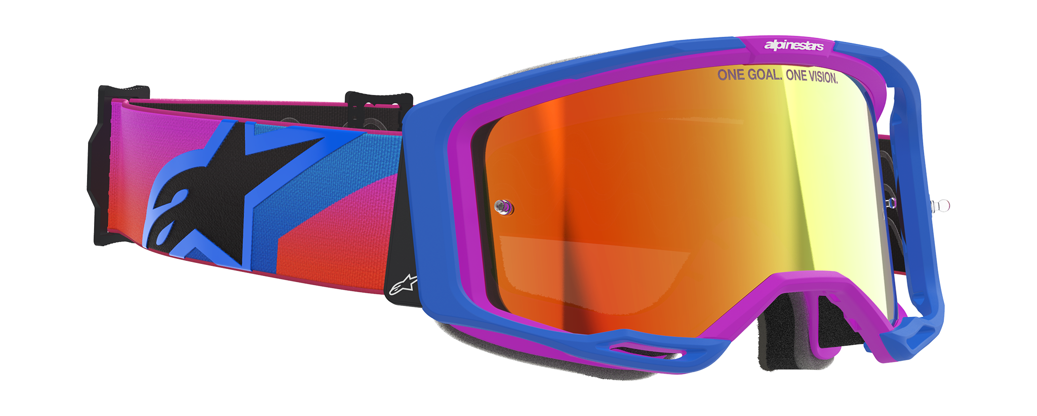 Alpinestars Crossbril Vision 8 Corp - Ucla / Blauw / Paars / Oranje - Spiegel Rood Lens