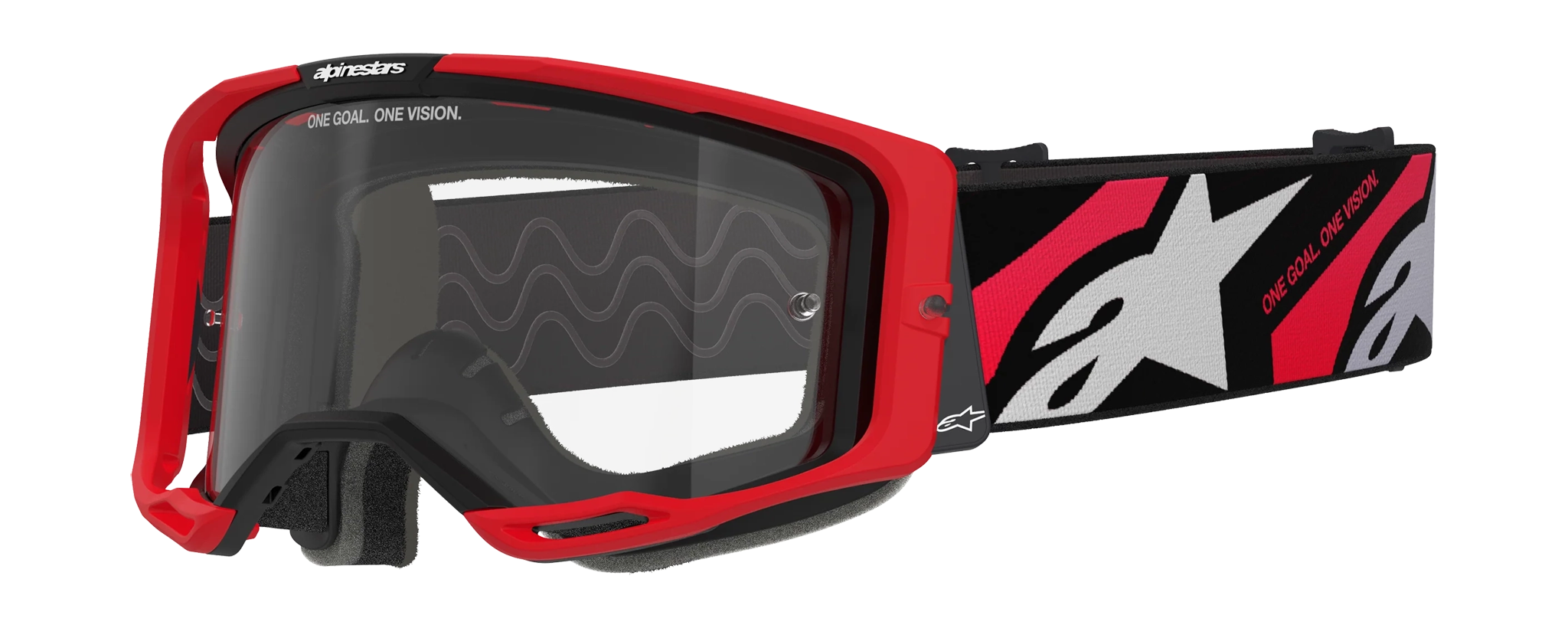 Alpinestars Crossbril Vision 8 Luar - Rood / Zwart - Clear Lens