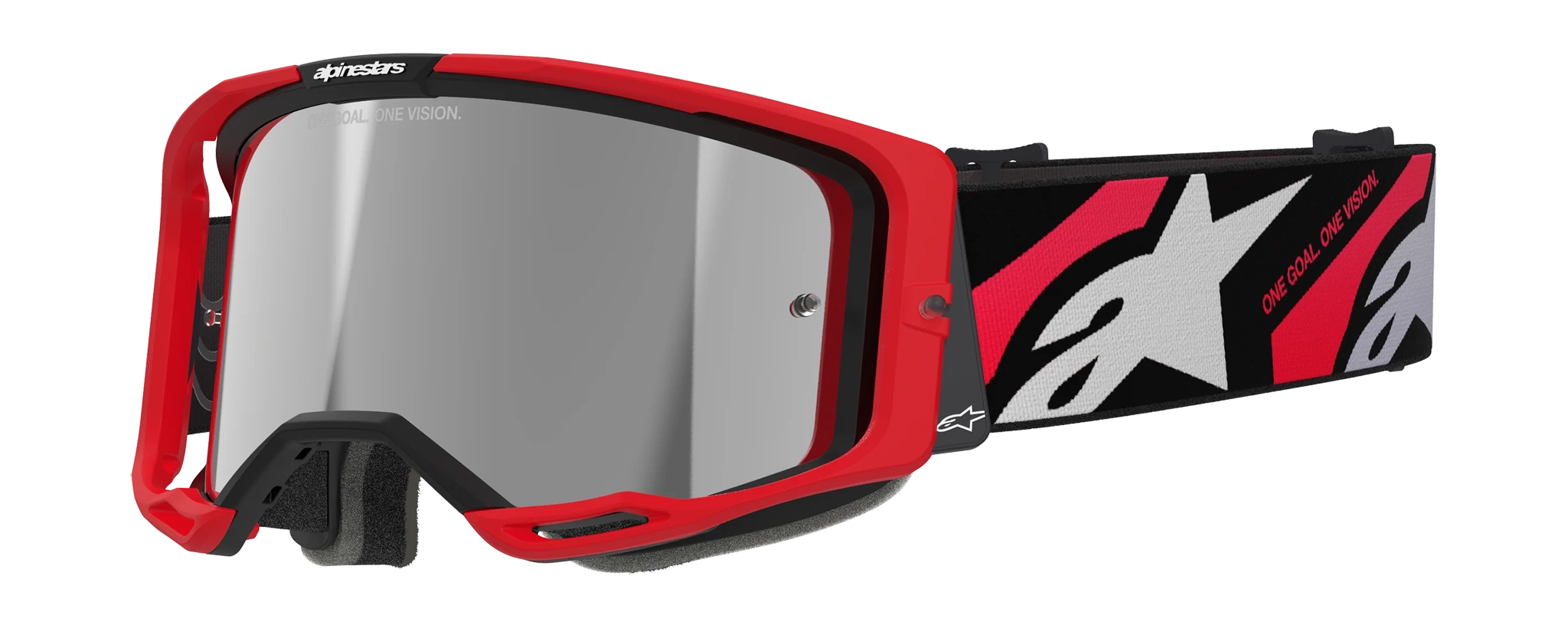Alpinestars Crossbril Vision 8 Luar - Rood / Zwart - Spiegel Zilver Lens